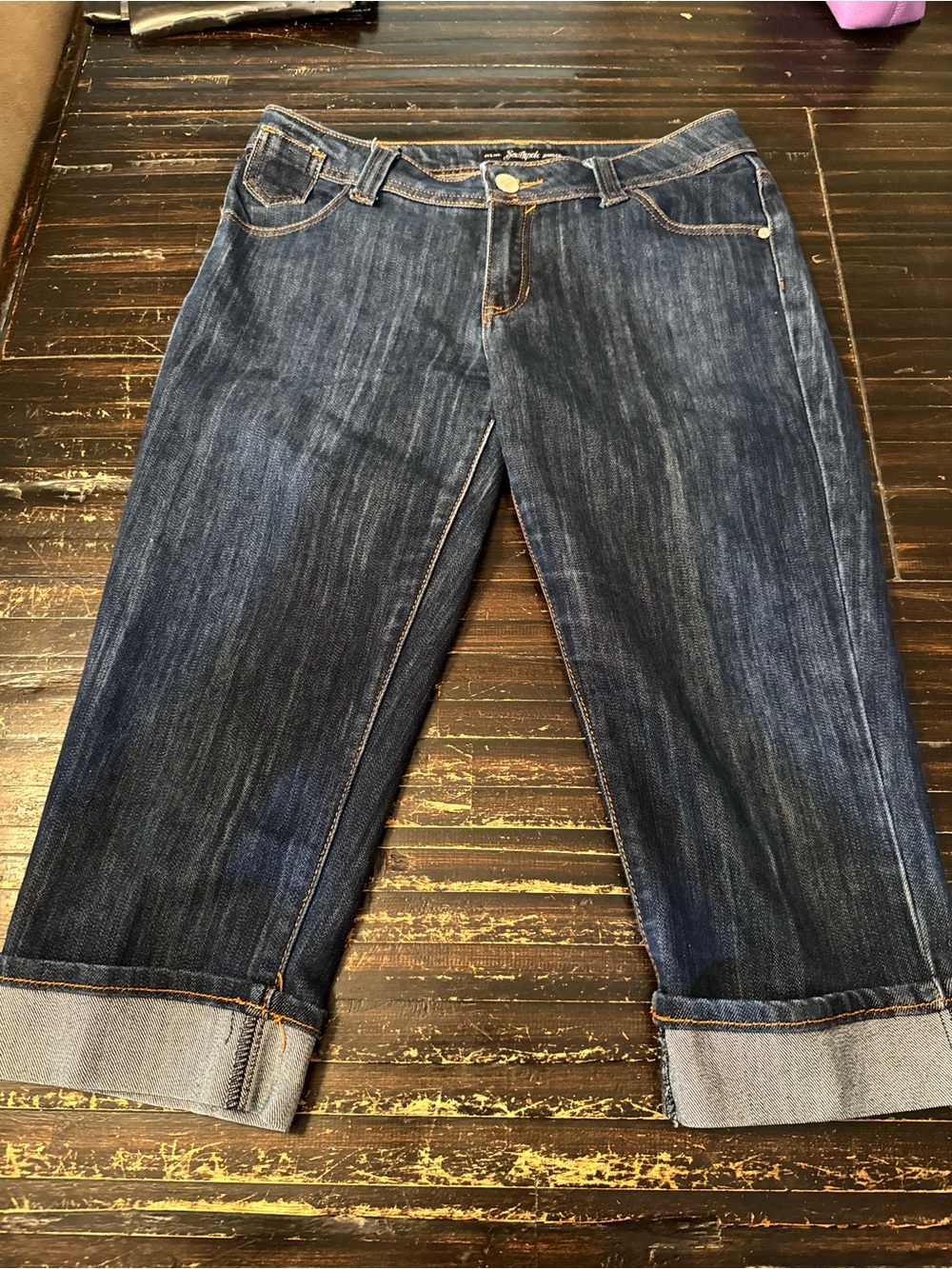 South Pole Dark Blue Denim Capri Pants